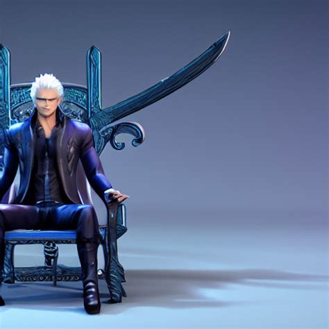 prompthunt: vergil from devil may cry sitting on a plastic chair