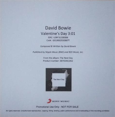 David Bowie - Valentine's Day (CDr) at Discogs