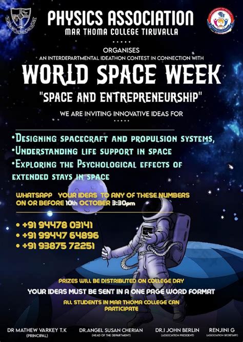 World Space Week: Space and Entrepreneurship – Mar Thoma College, Tiruvalla