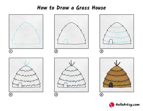 How to Draw a Grass House - HelloArtsy