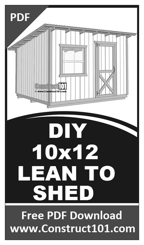 10x12 Lean To Shed Plans - Construct101 | Lean to shed plans, Lean to ...