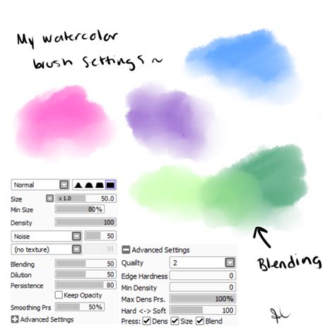 My Watercolor Brush Settings Paint tool Sai by PiplupCRAZYgirl | Paint tool sai, Sai brushes ...