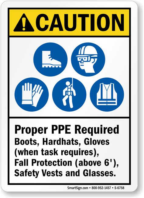 Caution PPE Signs | OSHA & ANSI PPE Caution Signs