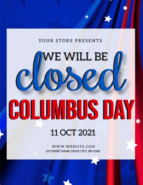 Copy of COLUMBUS DAY STORE CLOSED TEMPLATE | PosterMyWall