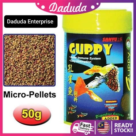 ☸SANYU Guppy Mini Floating Pellets Fish Food 50g 155g,makanan ikan gapi tetra kecil , betta ...