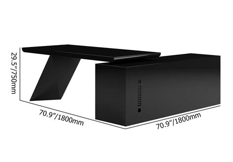 70.9" Modern Black L-Shape Executive Desk Drawers & Cabinet Large ...