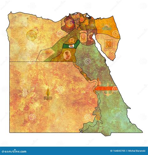 Flag of Beni Suef on Map of Egypt Governorates Stock Illustration ...