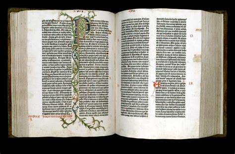 GUTENBERG-BIBLE: Johann Gutenberg, pages from the Gutenberg Bible, 1450–55. The superb ...