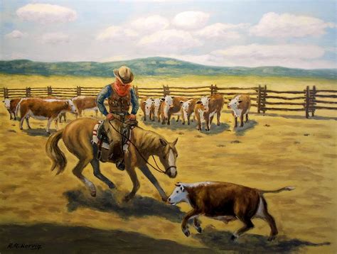 Cutting Horse Painting by Richard Nervig