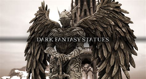 DARK FANTASY GOTHIC STATUES (Knight statue, dragon statue, angel, horse ...