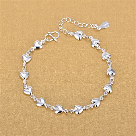 925 Silver Heart Bracelets 925 Fashion Charm Bracelets Fine Fashion Bracelet Jewelry For Woman ...