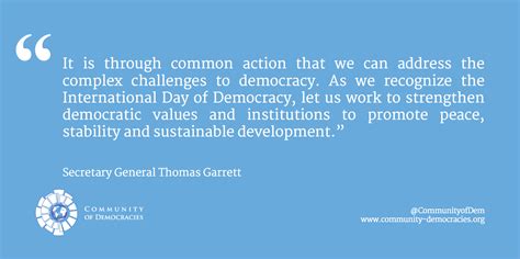 Statement by the Secretary General Thomas E. Garrett on the International Day of Democracy – CoD