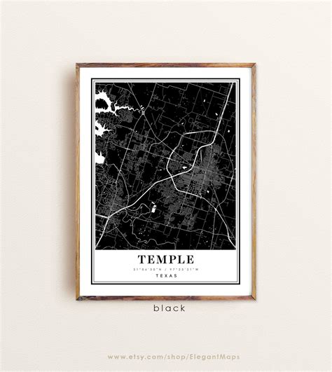 Temple Texas map Temple TX map Temple city map Temple | Etsy