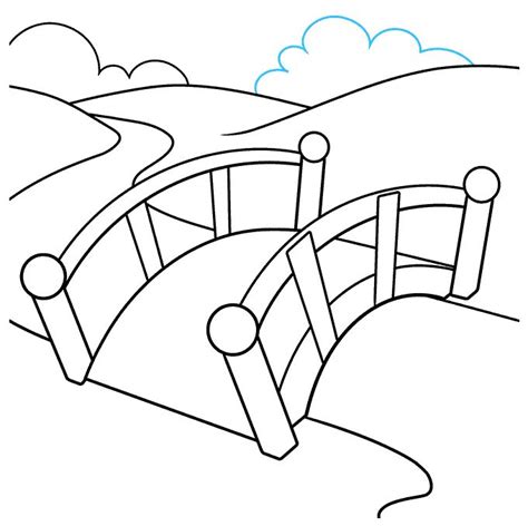 a drawing of a bridge over water