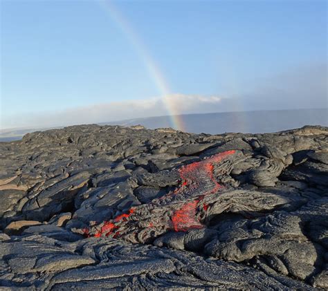 Lava Flow About To Cross Hawaii Volcanoes National Park Road