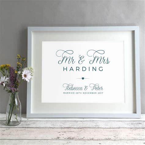 Simple Personalised Wedding Gift Print