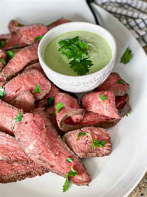 Sous Vide Tri Tip Steak Recipe with Cilantro Sauce - Sip Bite Go