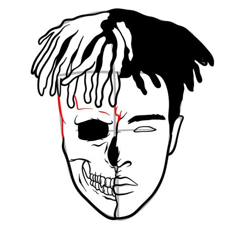 How to draw XXXTentacion's face (half skull) - SketchOk