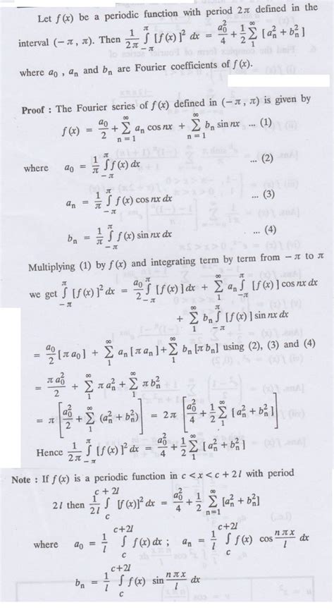 Parseval 's Relation (or) Theorem (or) Identity - Examples