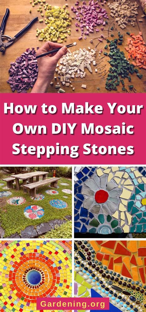 how to make your own diy mosaic stepping stones for garden art projects and crafts