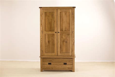 Windsor Rustic Oak Gents Double Wardrobe With 1 Drawer | Oak World