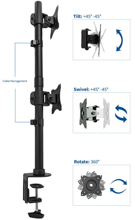 VIVO Dual Computer Monitor Desk Mount Stand Vertical Array | 2 Screens ...