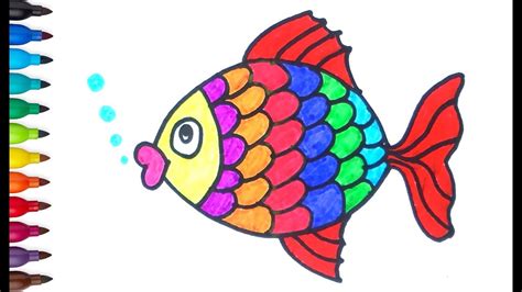 How to Draw Fish | Fish drawing & Coloring Pages for Kids | Color for ...