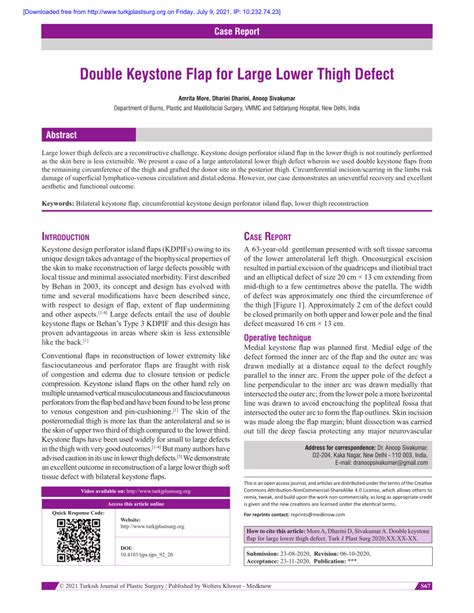 (PDF) Double keystone flap for large lower thigh defect