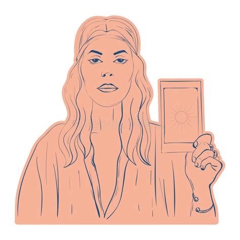 Woman Fortune Teller with Tarot Card Esoteric Sketch Icon Vector Stock Vector - Illustration of ...