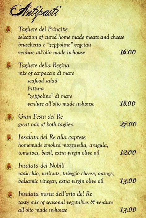 Trattoria Re Di Napoli Menu, Menu for Trattoria Re Di Napoli ...