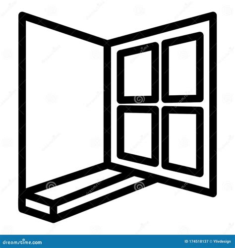 Open House Window Icon, Outline Style Stock Vector - Illustration of house, design: 174518137