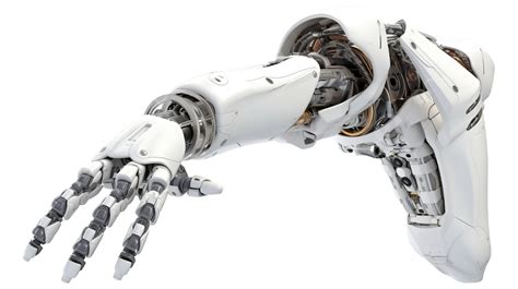 The Arm Of An Artificial Arm In A White Area Background, 3d Rendering Robot Hand Open Or Extend ...