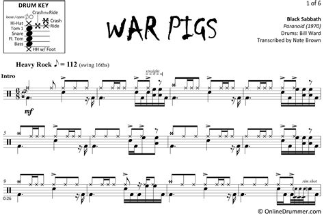 War Pigs - Black Sabbath - Drum Sheet Music | OnlineDrummer.com