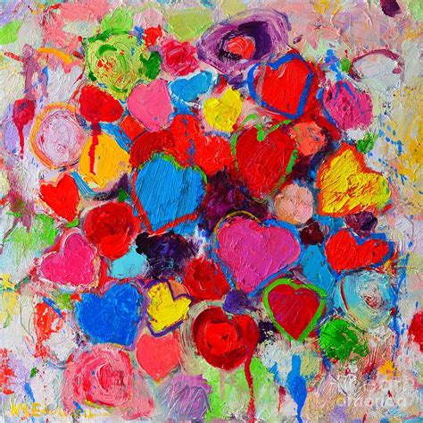 Abstract Love Bouquet Of Colorful Hearts And Flowers Painting by Ana Maria Edulescu