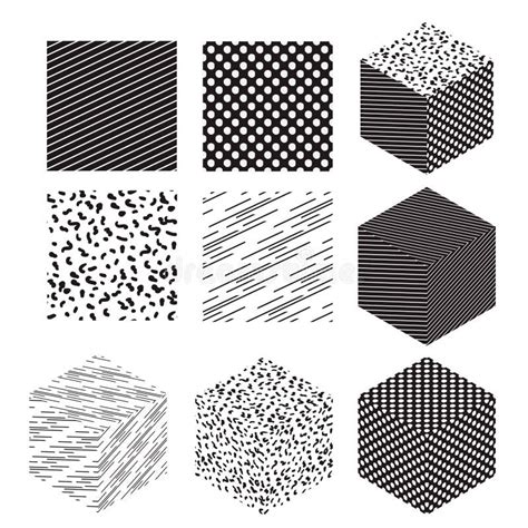 Cube Shapes with Patterns Set Stock Vector - Illustration of decorative ...