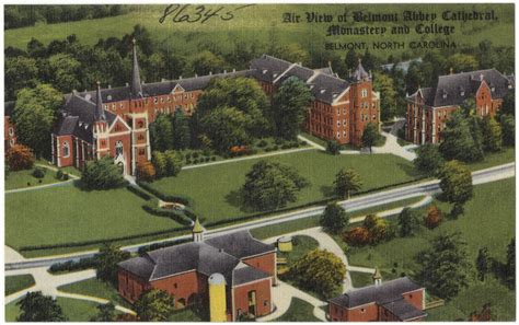 Air view of Belmont Abbey Cathedral, Monastery and College, Belmont, North Carolina - Digital ...