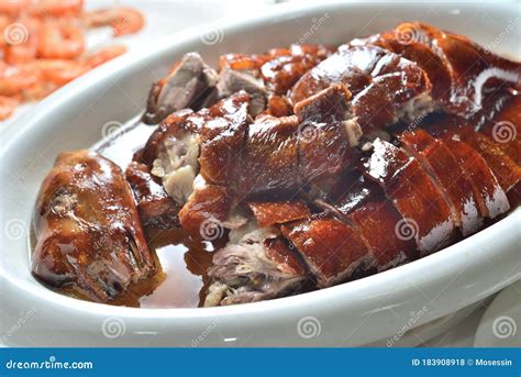 Roasted goose dish stock photo. Image of oily, meat - 183908918