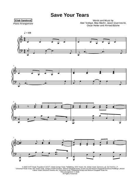 Save Your Tears - The Weeknd | Eliab Sandoval Music - Sheet Music