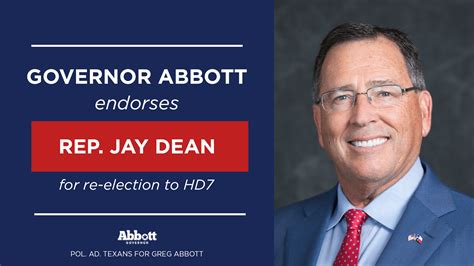 Governor Abbott Endorses Representative Jay Dean For Re-Election - Greg ...