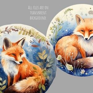 Cute Fox Clipart, Winter Animals Clip Art, Winter Clipart, Png. Digital Watercolor. Free ...
