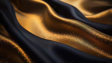 Detailed Black And Gold Fabric Texture With Selective Focus Creates Abstract Background, Cotton ...