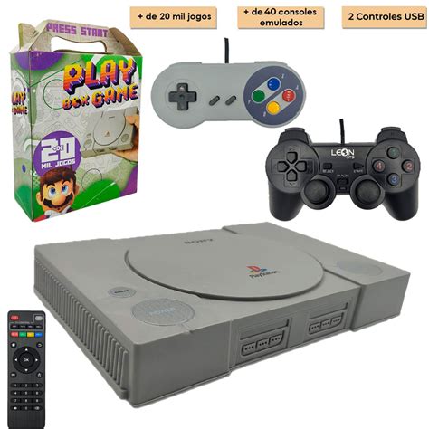 Console Retrô Play Box Game 2 controles, case PS One + de 20 mil Jogos - Shark Power Games - Um ...