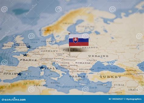 The Flag of Slovakia in the World Map Stock Image - Image of nations, land: 140260527