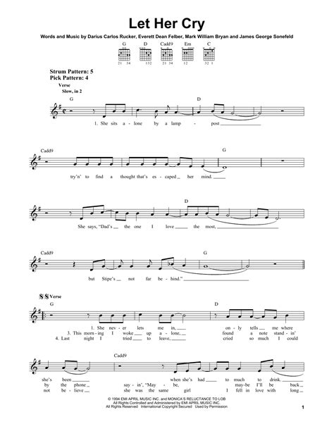 Let Her Cry by Hootie & The Blowfish - Easy Guitar - Guitar Instructor