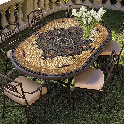 KNF Patio Table 72-84" Aluminum & Mosaic - Create a Set - Iron Accents