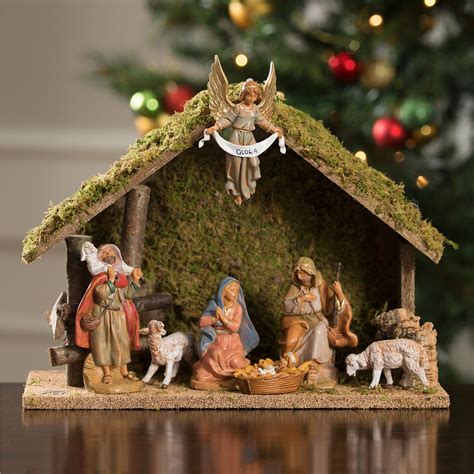 Fontanini 7 Piece Nativity Set with Italian Wood Stable 5" Scale | The Catholic Company®