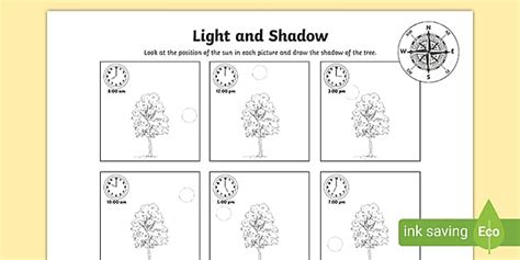 Sun and Shadows Worksheet (l'insegnante ha fatto) - Twinkl