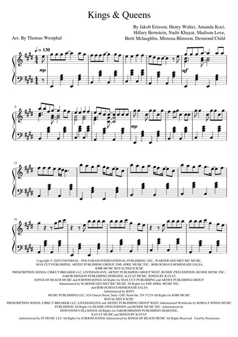 Kings & Queens (arr. Thomas Westphal) Sheet Music | Ava Max | Piano Solo