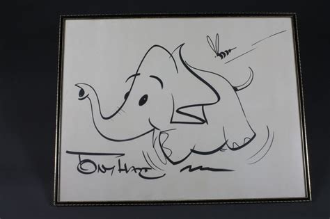 Tony Hart, a monochrome drawing "Running Elephant with Bee" 23" x 29 ...