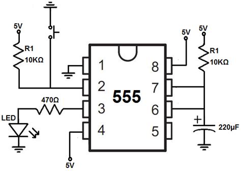 555 Timer Circuit Monostable Diagram